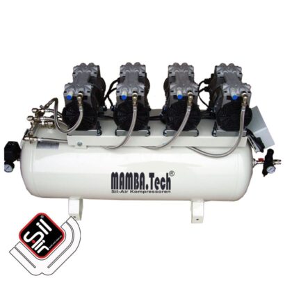 SilAir Mamba CMC Leiselaufkompressor mit vier Motoren und einem 100 Liter Drucklufttank